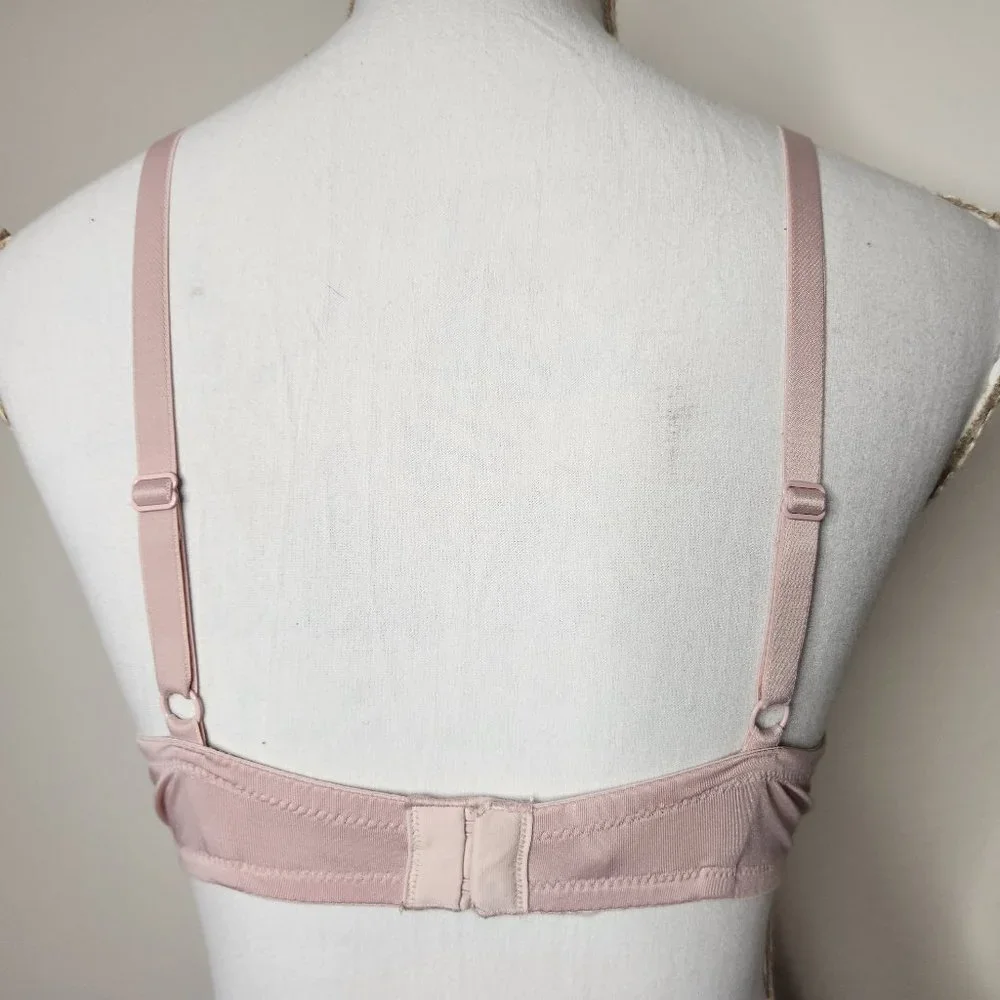 Maidenform Womens 38B Light Pink Padded Wired Bra Lace Trim Hook Eye - Picture 3 of 5